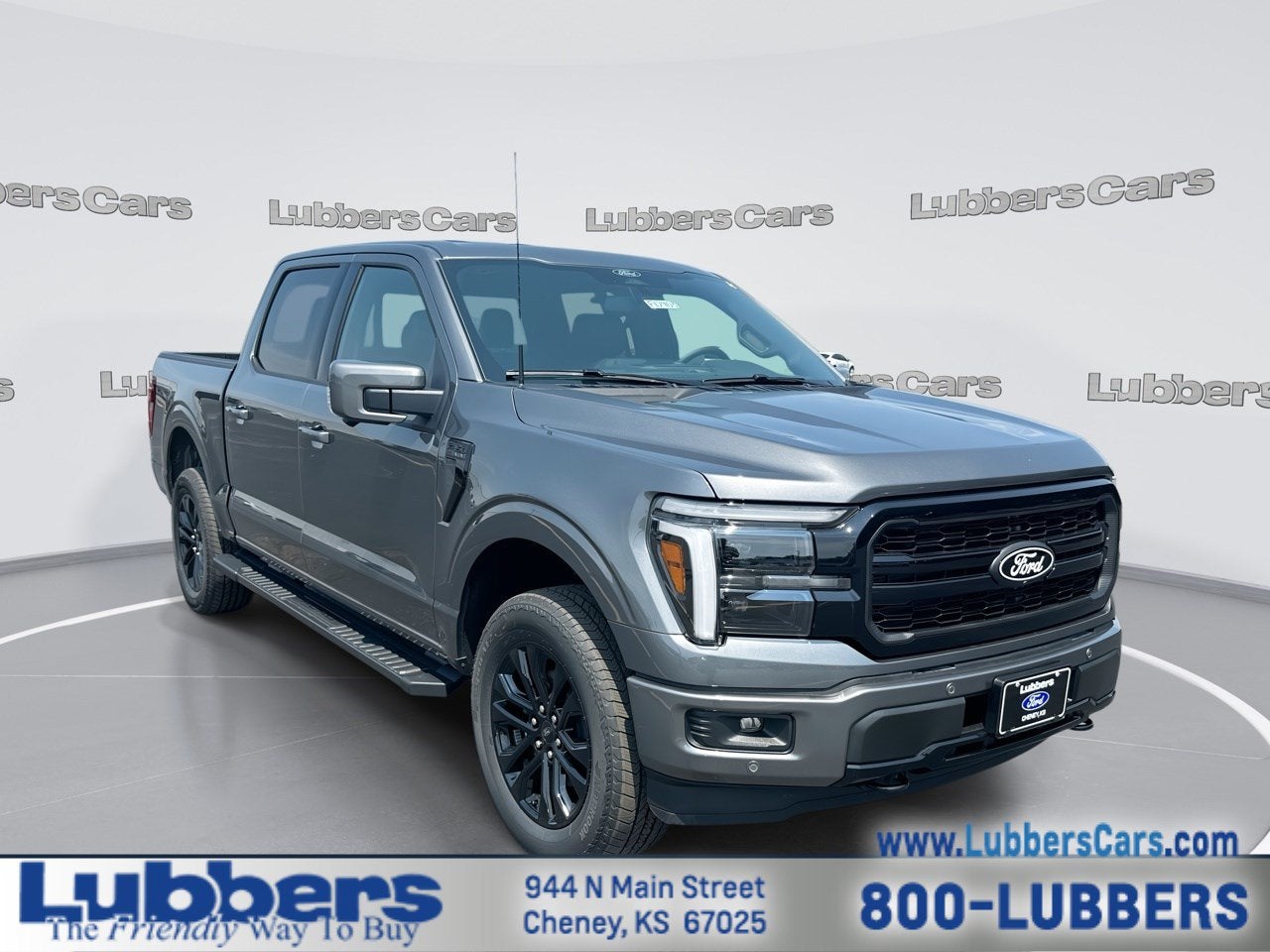 2026 Ford F-150 LARIAT in Carbonized Gray Metallic — front three-quarter view