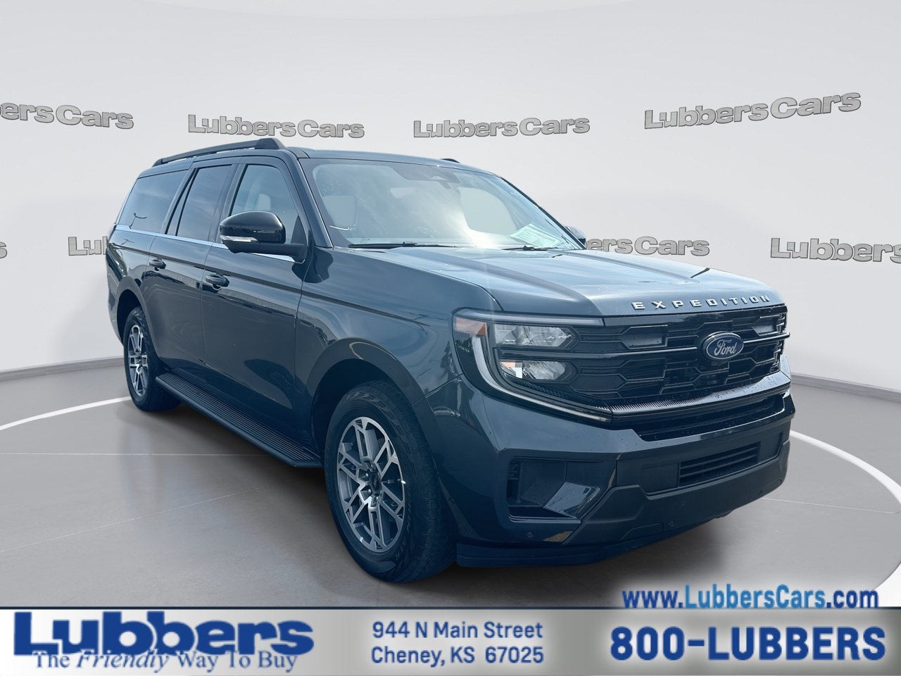 2025 Ford Expedition Max Active in Stone Blue Metallic — front three-quarter view