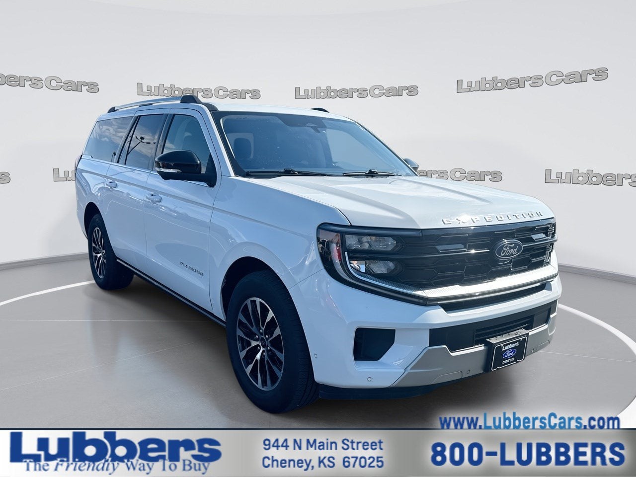 2025 Ford Expedition Max Platinum in Oxford White — front three-quarter view