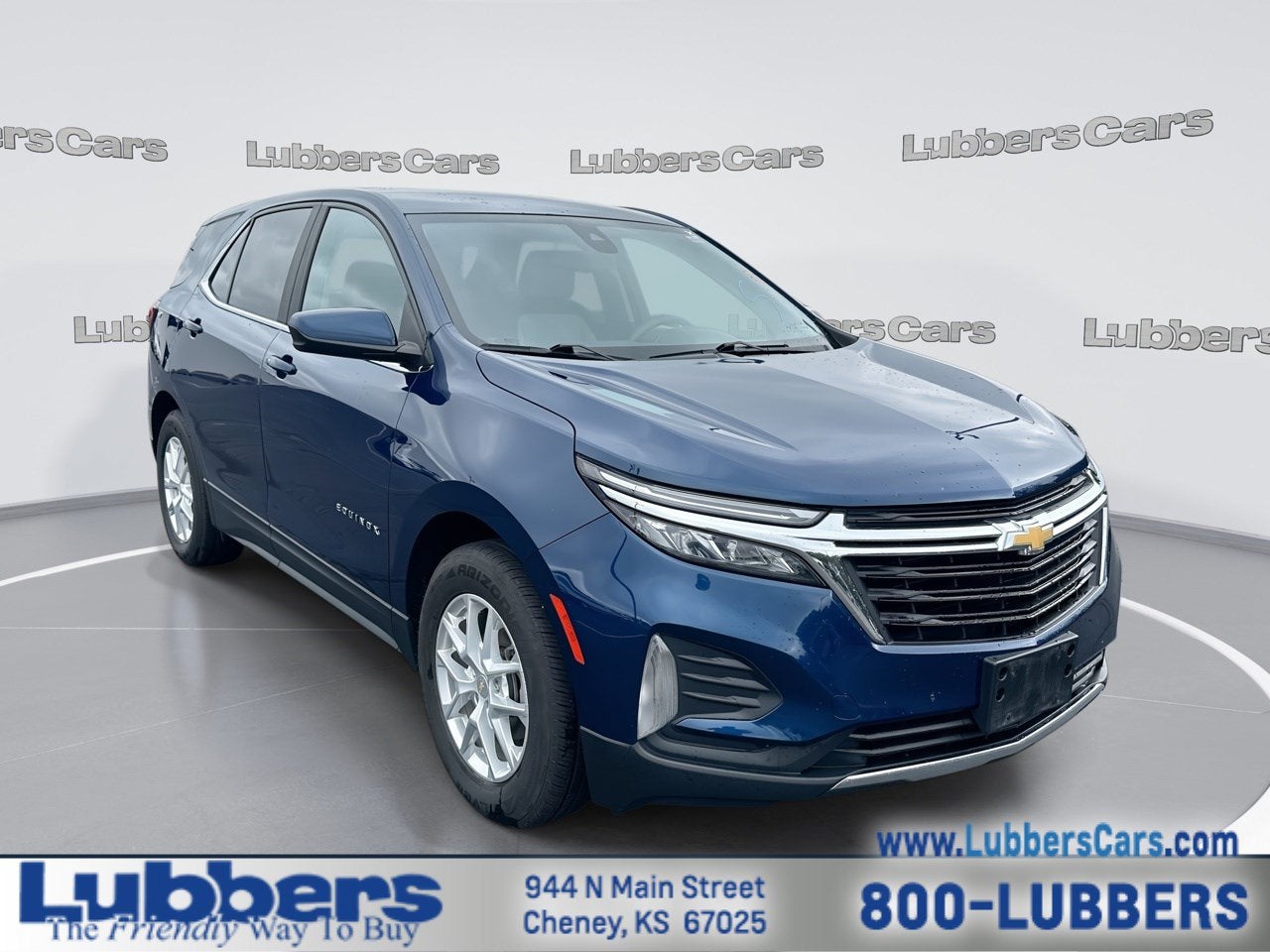 2022 Chevrolet Equinox LT in Blue Glow Metallic — front three-quarter view