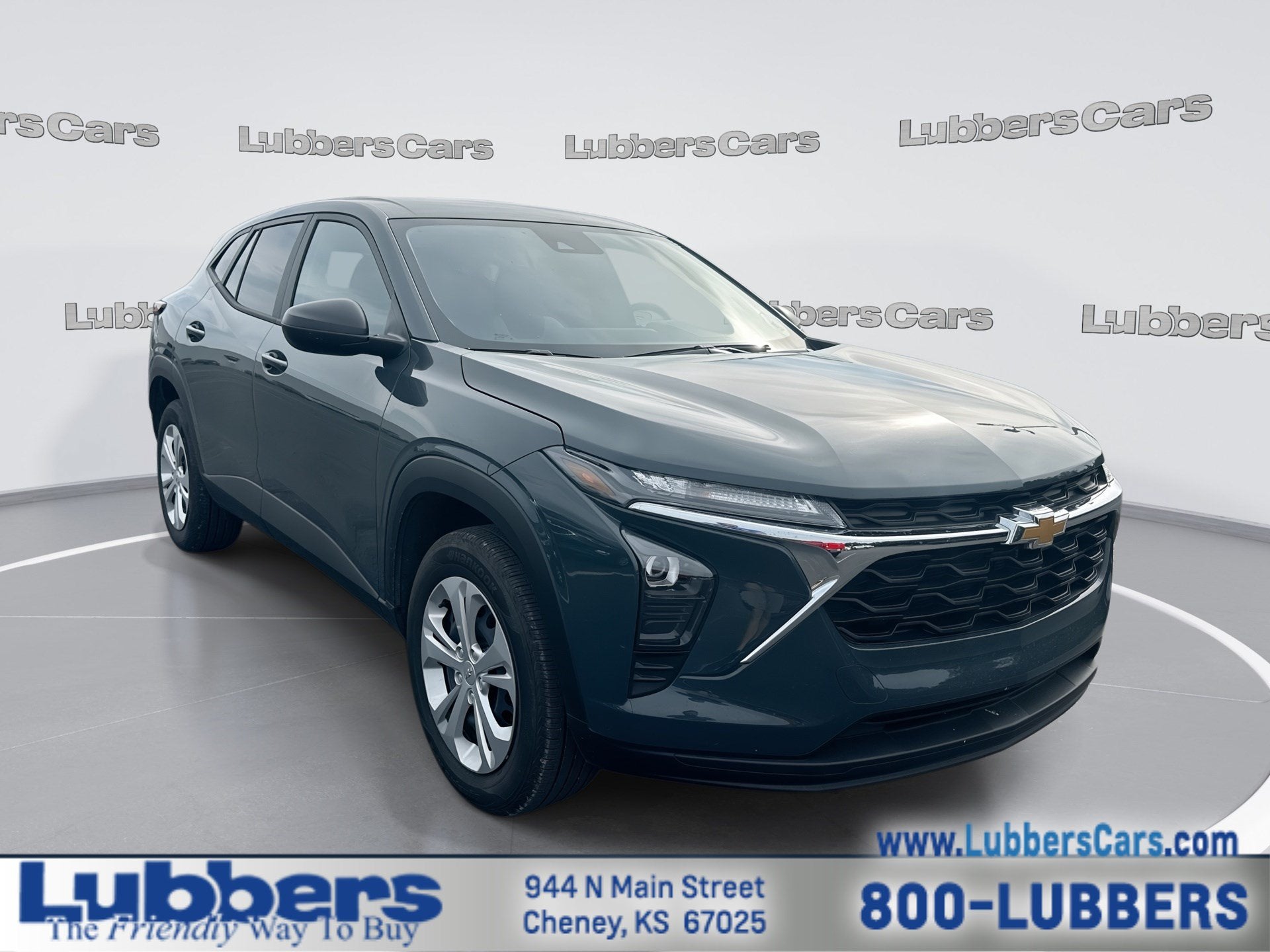 2026 Chevrolet Trax LS in Cypress Gray — front three-quarter view